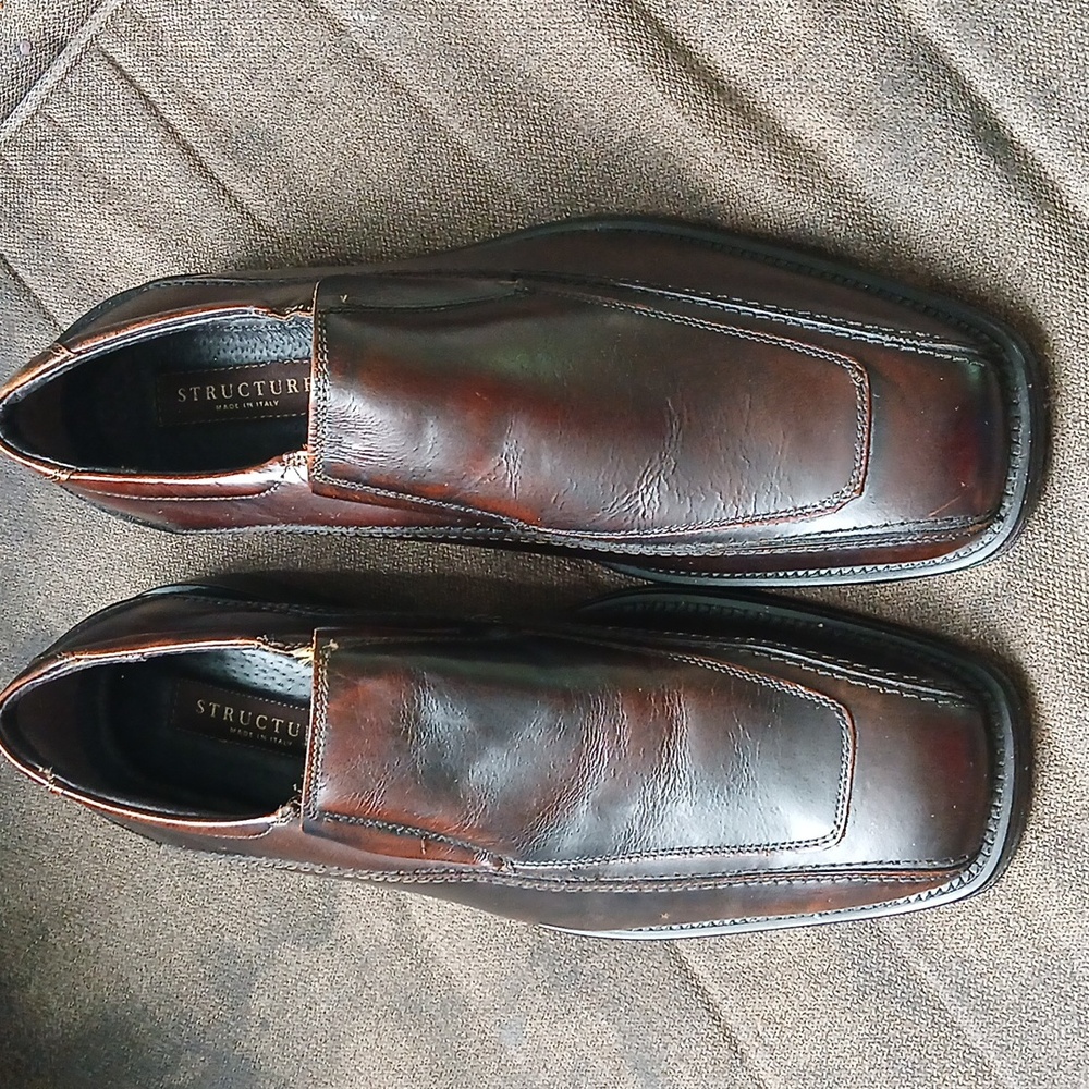 Structure Made in Italy Dark Brown Leather Slip on Mens Dress Shoe Size 10D